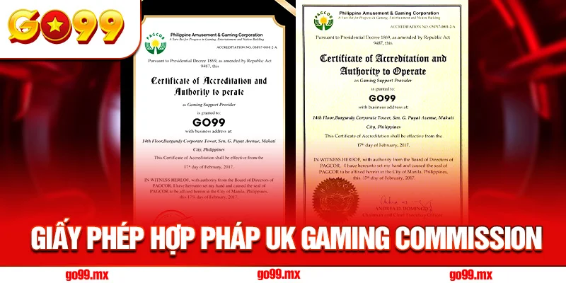 Giấy phép hợp pháp UK Gaming Commission